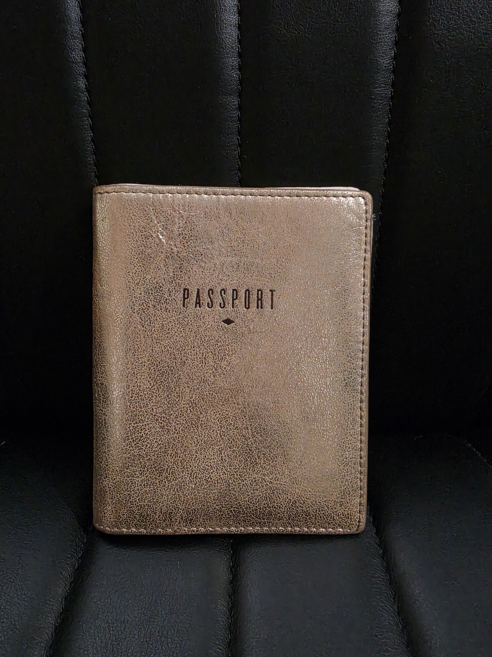Fossil Gold Leather Passport Holder/Cover and Wallet